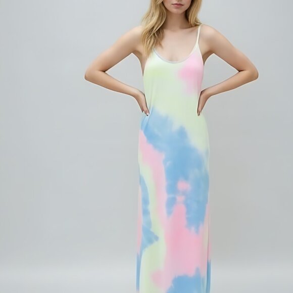 Tie Dye Split Side Curved Hem Dress - Picture 3 of 10